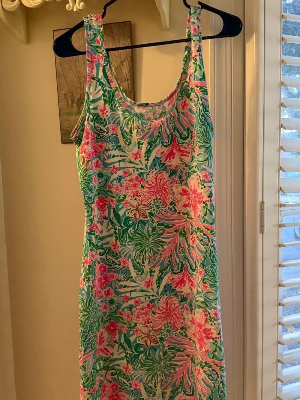 Lilly Pulitzer Newberri Tank Dress Pink Green Floral Medium